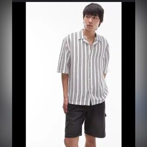 Men's Topman Linen Blend short sleeve button down